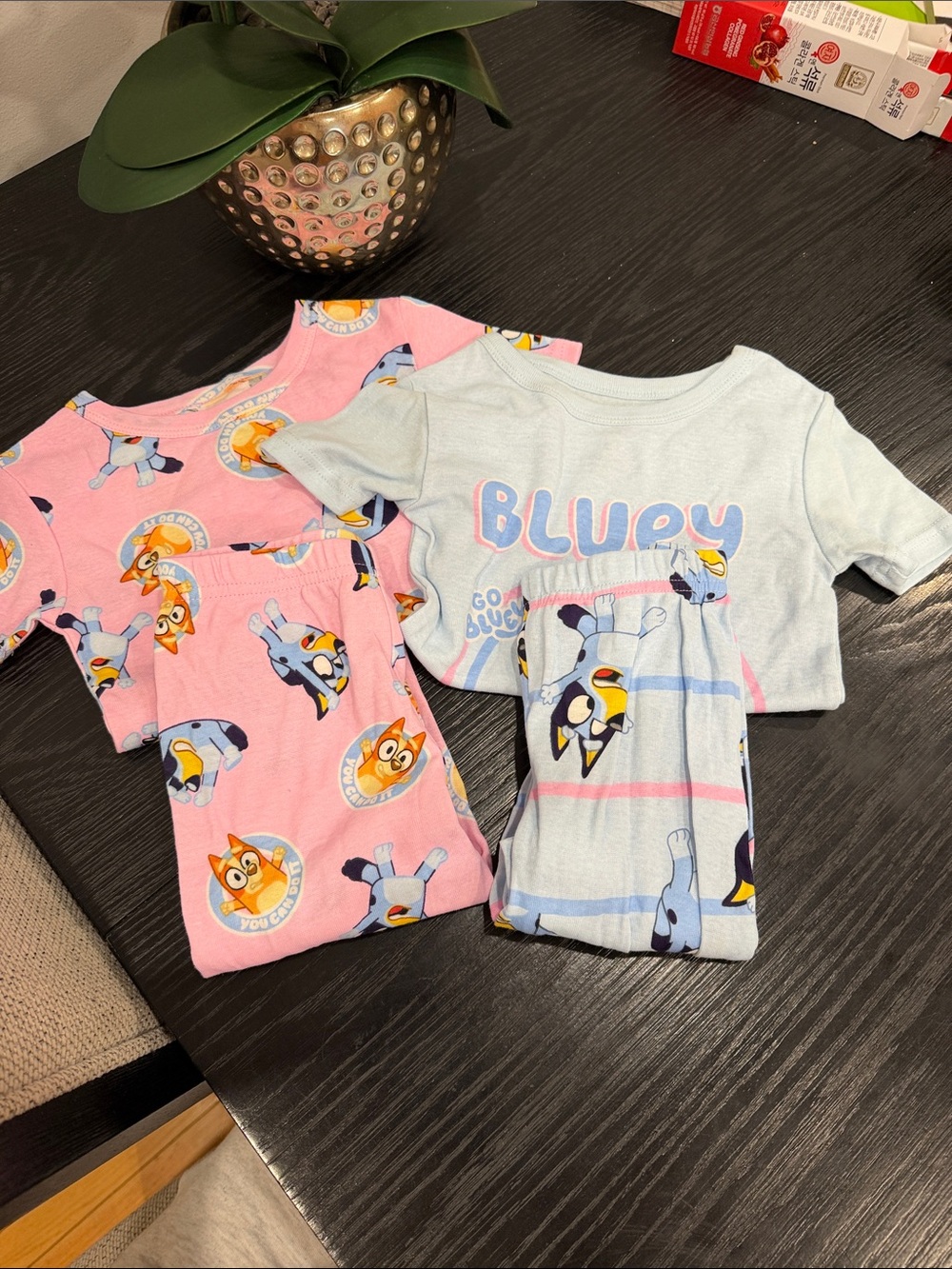 Amazon Essentials Bluey Two-Piece Pajama Sets - Light Blue & Pink two set